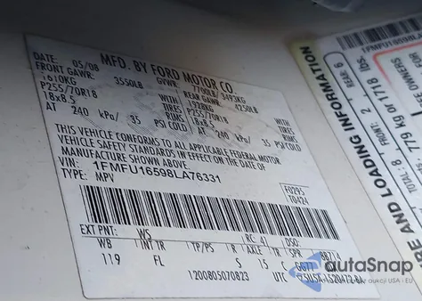 2008 Ford Expedition Xlt z USA, uszkodzony, nr VIN 1FMFU16598LA76331